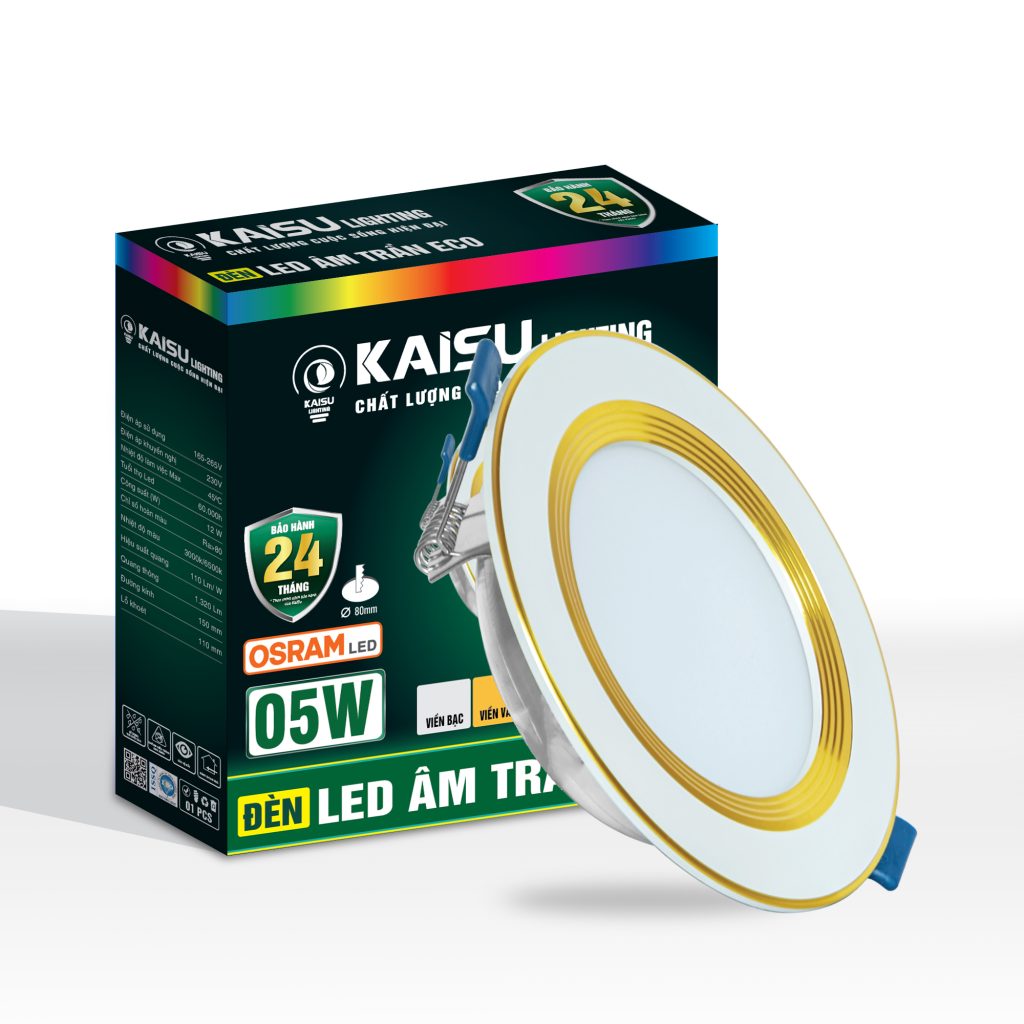 Âm trần Eco viền vàng – ánh sáng trắng công suất 5W