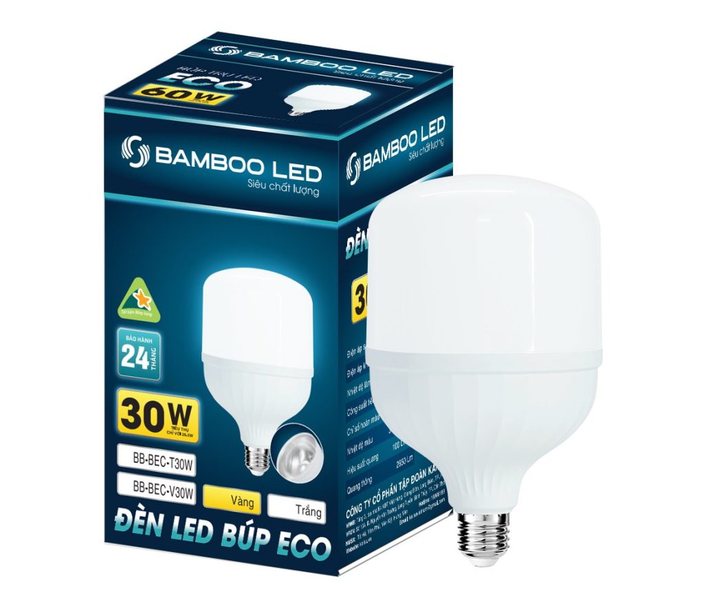 Bulb nhôm nhựa Eco – Bamboo – Ánh sáng trắng công suất 30W